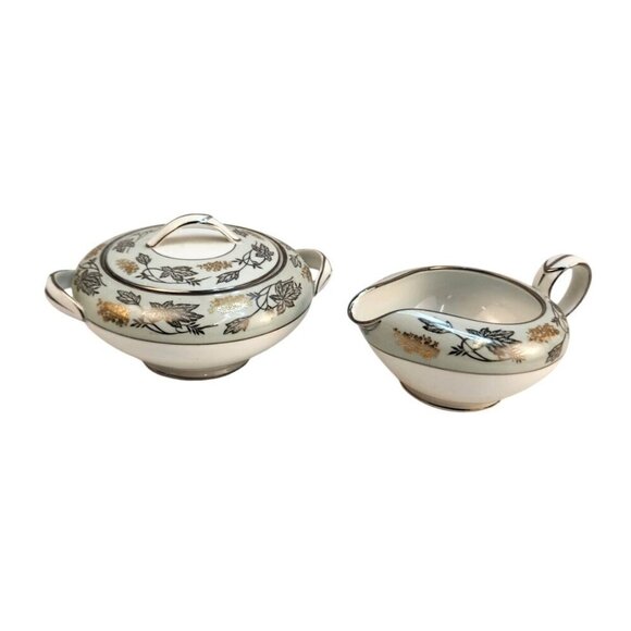 Mid-Century Noritake (5487) Silvine Creamer & Sugar - Picture 1 of 7